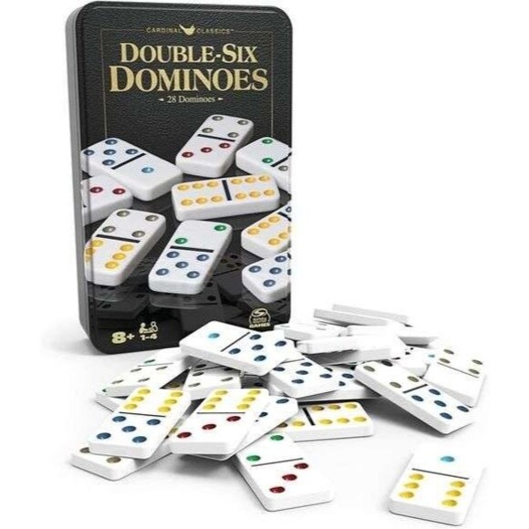 Double Six Dominoes Set in Storage Tin for Families Kids Game Ages 8+ New Sealed - Picture 1 of 6